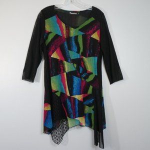 Creation Black and Multi-colored Tunic Medium